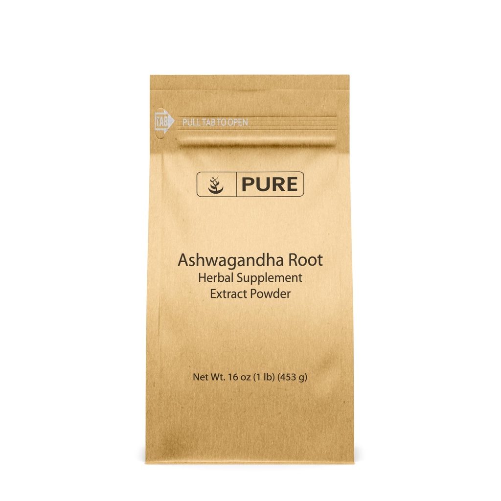 PURE INGREDIENTI ORIGINALI Ashwagandha (1lb) Naturale e Puro, Vegano, Senza Glutine, Lab-Verified