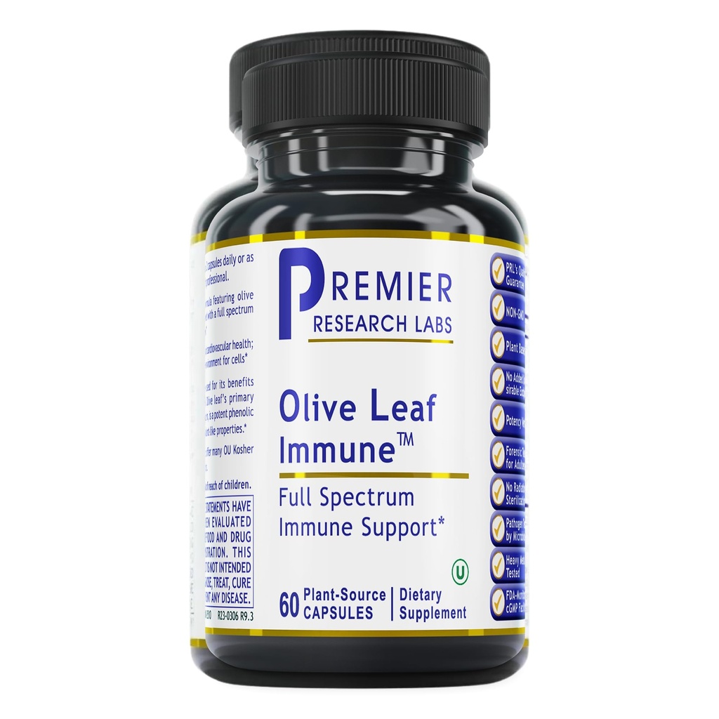 Premier Research Labs Olive Leaf Immune - Olive Leaf Extract Capsules, The Olive Leaf Pills with Phytonutrient Oleuropeinm, Herbal Supplement for Immune & Heart Health Support - 60 Capsule Vegetariani