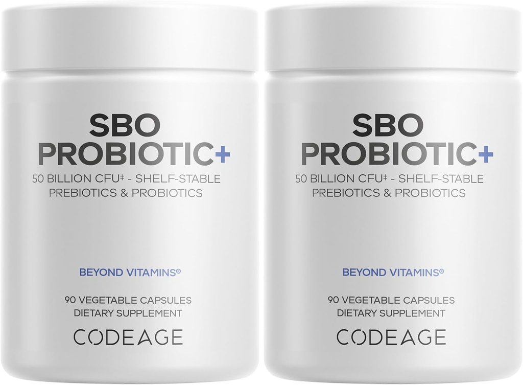 Codeage SBO Probiotics, 50 miliardi di CFU Per Serving, Multi Strain Soil Based Atto Blend and Organic Fermented Botanical Blend, Shelf-Stable - 2 Pack