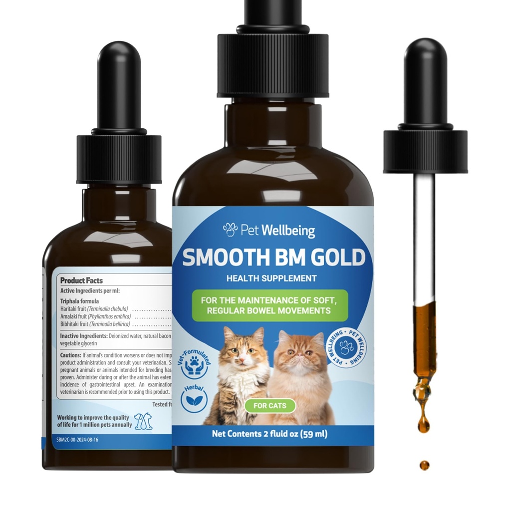 Benessere Pet Smooth BM Oro per Gatti - Rilievo di costipazione delicato per Feline - Integratore naturale di erbe 2 oz (59 ml)