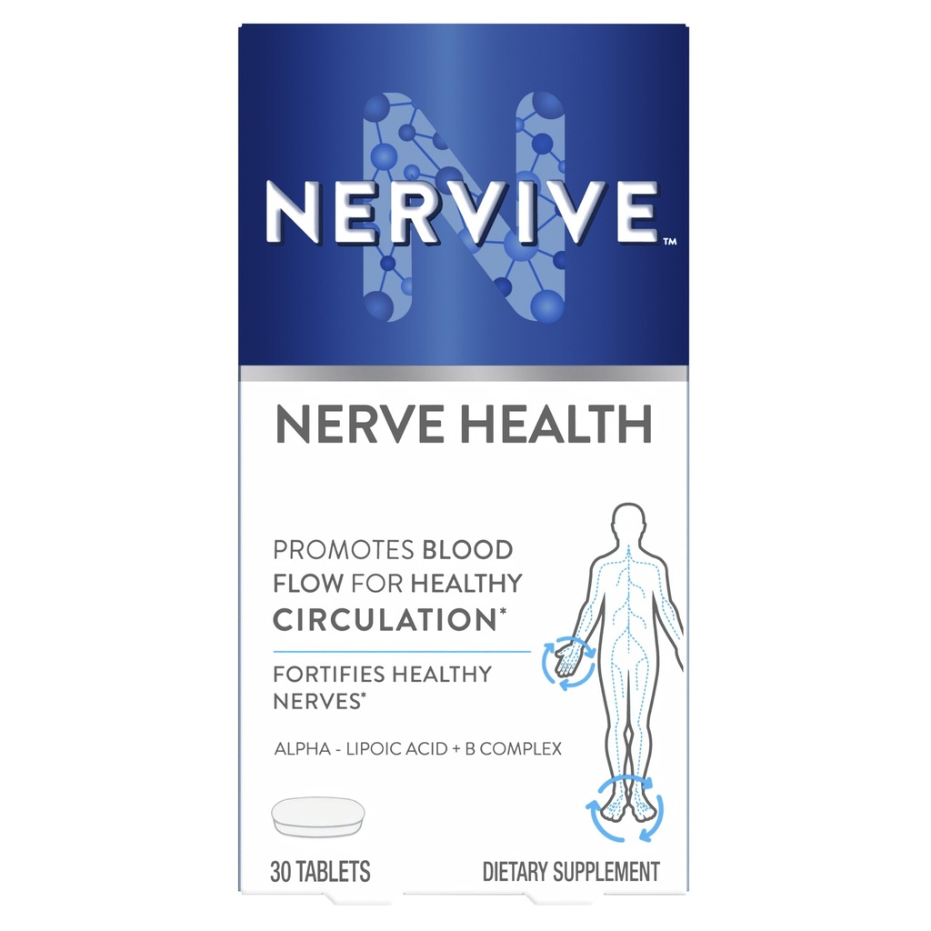 Nervive Nerve Health, Alpha Lipoic Acid, Fortify Nerve Health, Healthy Nerve Function, Sana circolazione sanguigna, Supplemento, Tablet, 30 compresse