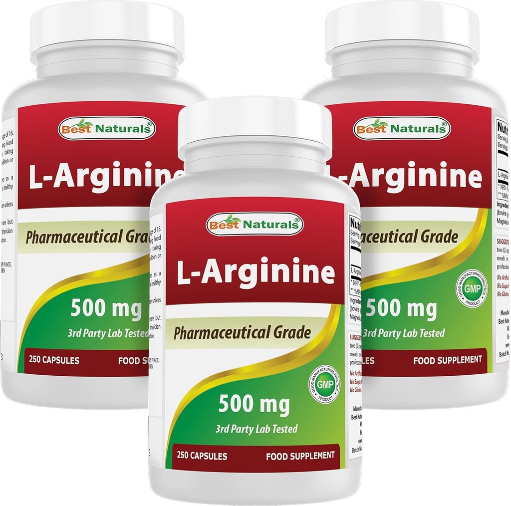 Best Naturals L-Arginina 500mg 250 capsule (250 conteggio)