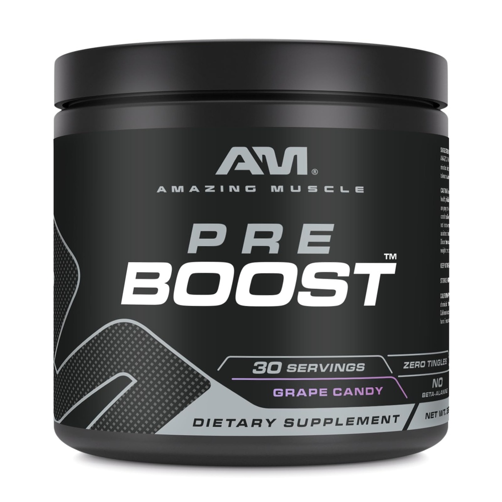 Incredibile Muscolo Pre Boost | 30 Serve | 324 Grammi Polvere | Pre Workout Supplemento | Made in USA (30 Serve, Natural Grape Candy)