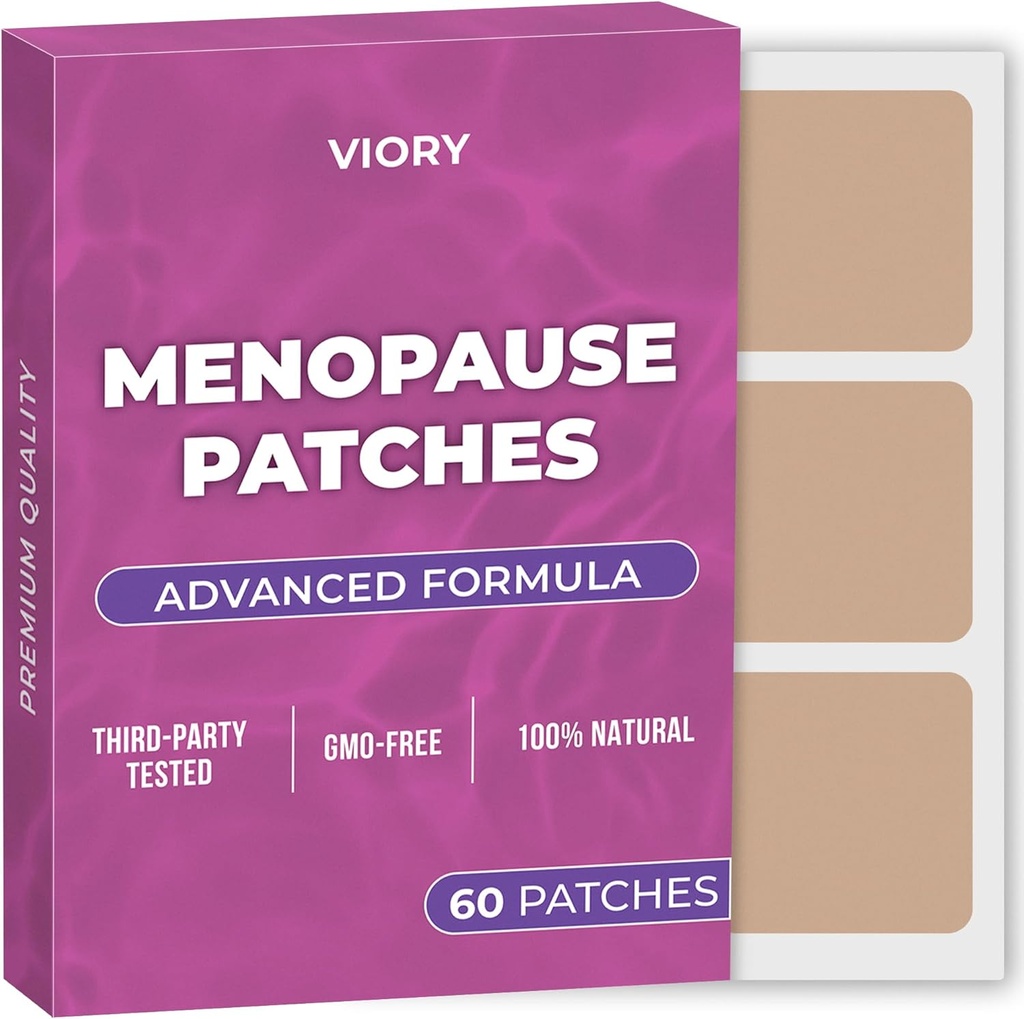 Menopause Relief Patches (Pack of 60) - 100% Natural Patch - con Biotin, D, curcumina curcuma, B12 - Formula potenziata