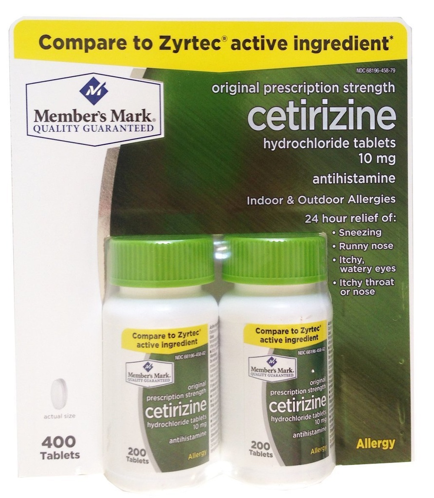 Mark del membro precedentemente conosciuto come semplicemente giusto destro Cetirizine Hydrochloride Allergy Tablets, 10 mg-400 Conte.