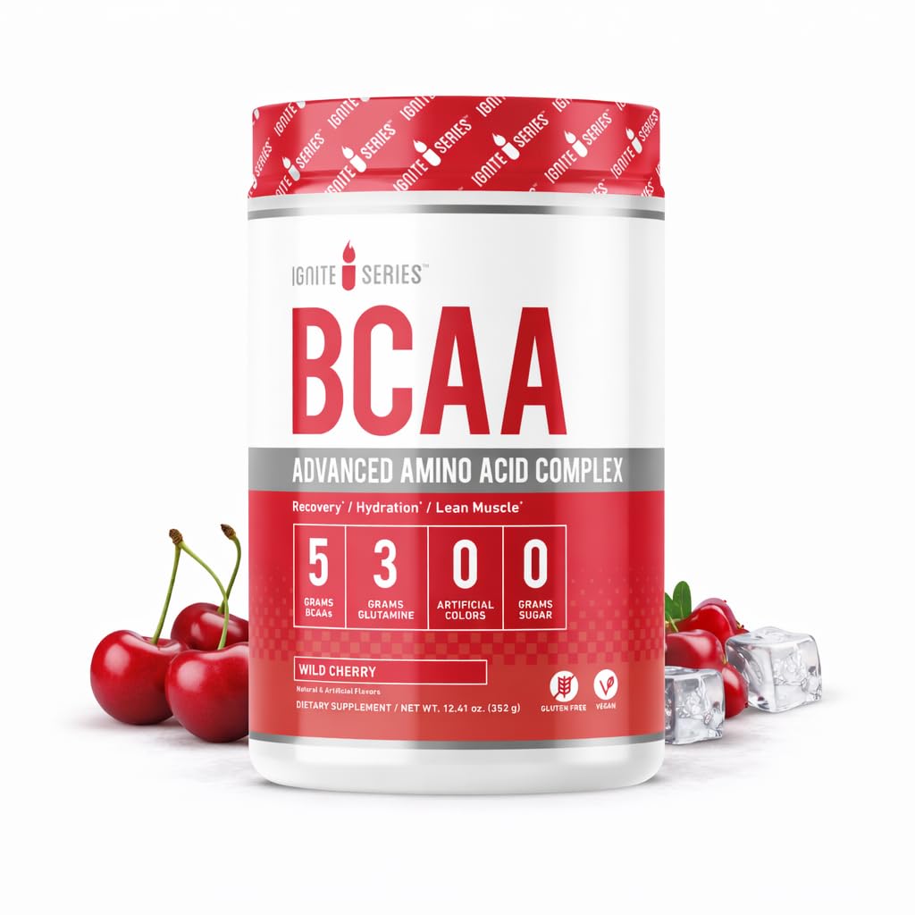 Complesso avanzato di aminoacidi BCAA, Ciliegia Selvatica, Supporta il recupero del muscolo, Idratazione e crescita, 5g BCAA, 3g Glutamina, 13 oz Tub (30 porzioni)