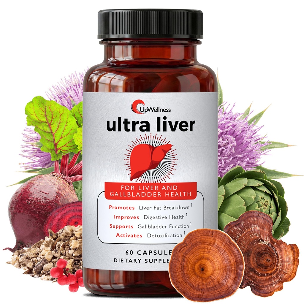 UpWellness Ultra Liver Supplemento per il supporto del fegato e Gallbladder Support - Powered by TMG, NAC Milk Thistle, and More - Liver Cleanse Detox & Repair - 60 Capsule