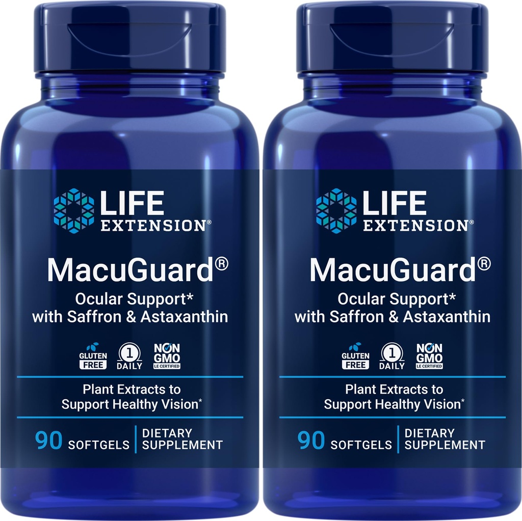 Estensione della vita MacuGuard Supporto Oculare 90 softgels con Zafferano & Astaxantina