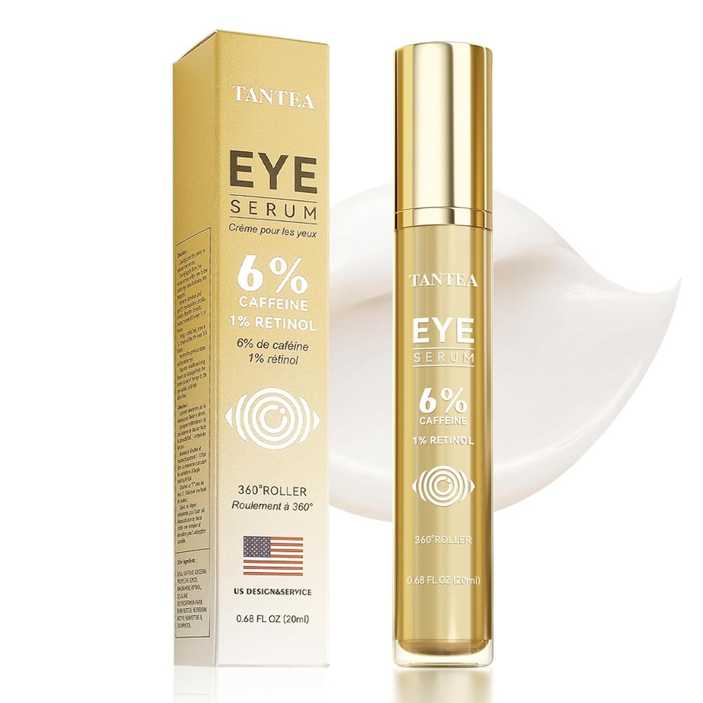6% Caffeina Eye Cream per Puffy Eyes & Dark Circles, Siero degli occhi con 1% Retinol per le bevande Bags Under Eyes Anti-Aging