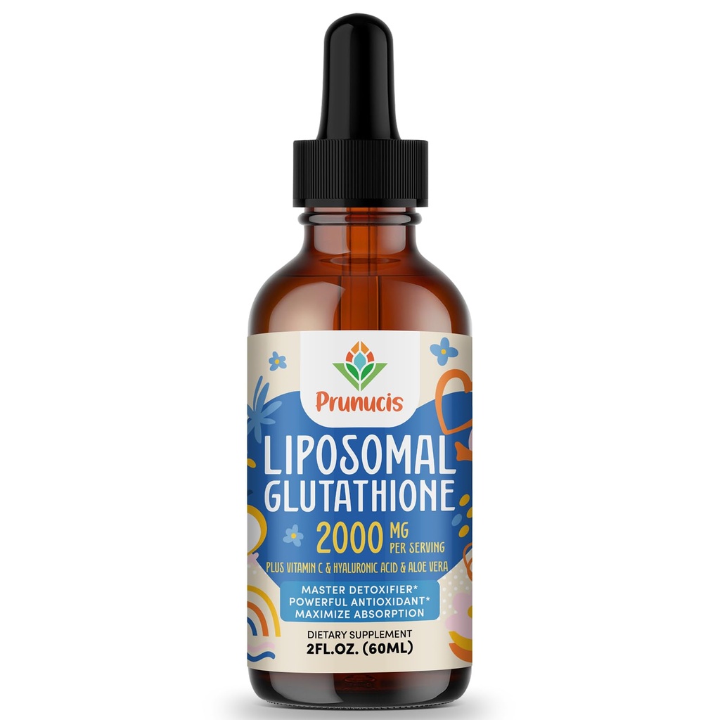 2000MG Glutathione Liquido Liposomico, 98% Assorbimento, Formula attiva L-Glutathione Supplemento, Vegan Friendly, Potente Complesso Antiossidante per Sistema Immune, Difesa Invecchiante, Detox, 2 FL.OZ