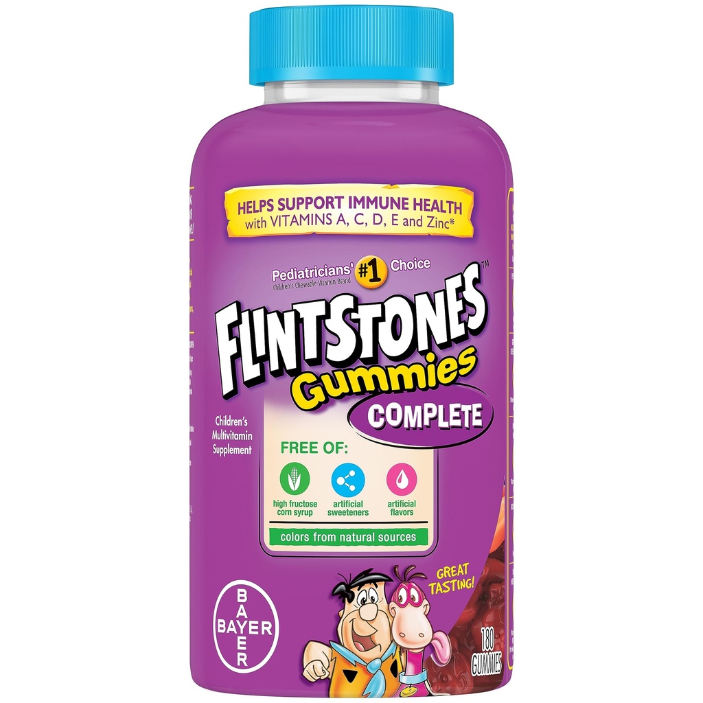 Vitamine Flintstones Gummie complete, Vitamine per bambini per bambini e bambini, Gummie Multivitaminiche per bambini con vitamina A, B6, B12, C, E & Zinc, 180 Conte