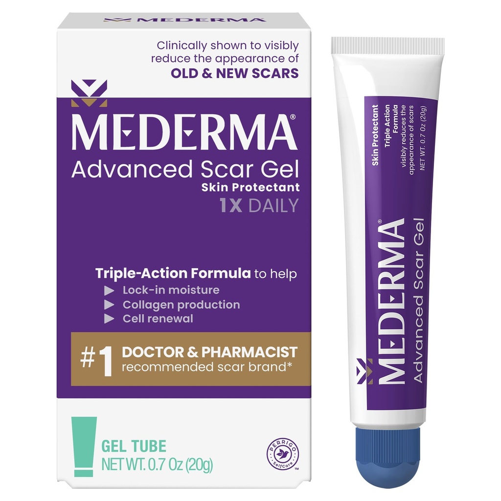 Mederma Advanced Scar Gel - Tratta vecchie e nuove cicatrici, riduce l'apparizione di cicatrici da Acne, Chirurgia, Burns, Injury & Stretch Marks, 0.70 Oz (20g)