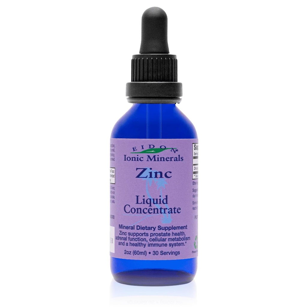 Concentrato di zinco liquido di Eidon Ionic Minerals - Integratore di zinco ionico Gocce per adulti e bambini, Sistema immunitario di sostegno, Capelli e Pelle, Salute del fegato e del rene, Allevia lo stress - 2 oz