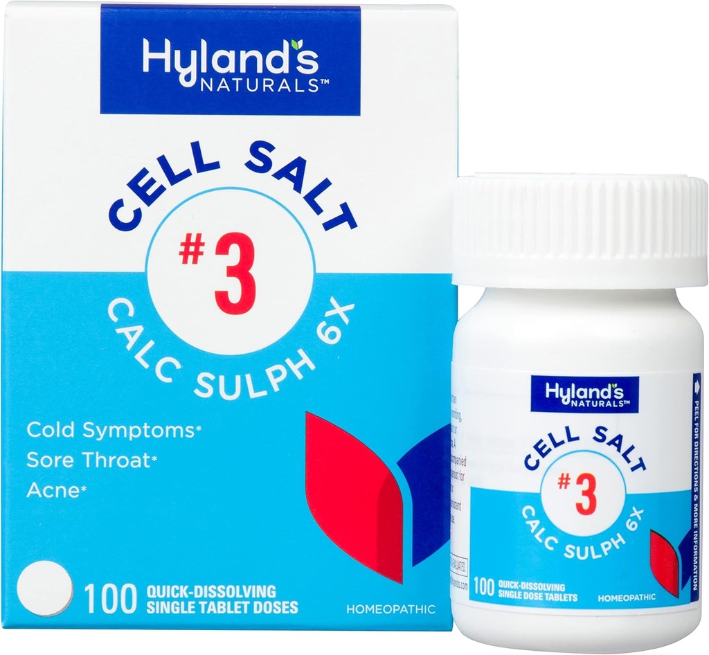 3 Calc Sulph 6X Tablets, Rilievo Freddo, Rilievo Omeopatico Naturale dei Freddi, Sorriso del Sorriso, Acne, Tabelle Smaltimento Rapido, 100 Conte