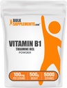 BulkSupplements Thiamine HCl Powder - Thiamine cloridrato, B1 Vitamine, Thiamine B1 Supplemento, Thiamine 100mg - Gluten Free, 100mg per Serving, 500g (1.1 lbs) (Pacchetto di 1)