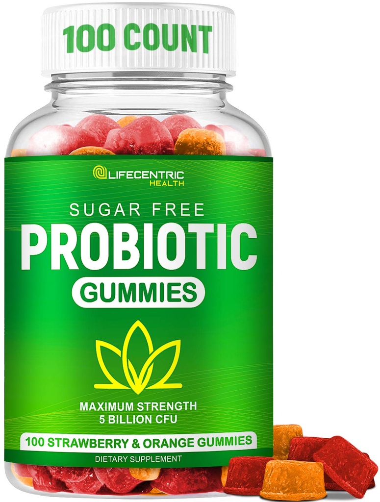 Probiotici Gummies per adulti e bambini Max Strength 5 miliardi di CFU | Zucchero biologico Gummies gratis per la salute digestiva | 100 Conte Vegan Gluten Probiotici Gratui per Uomini Donne e Bambini