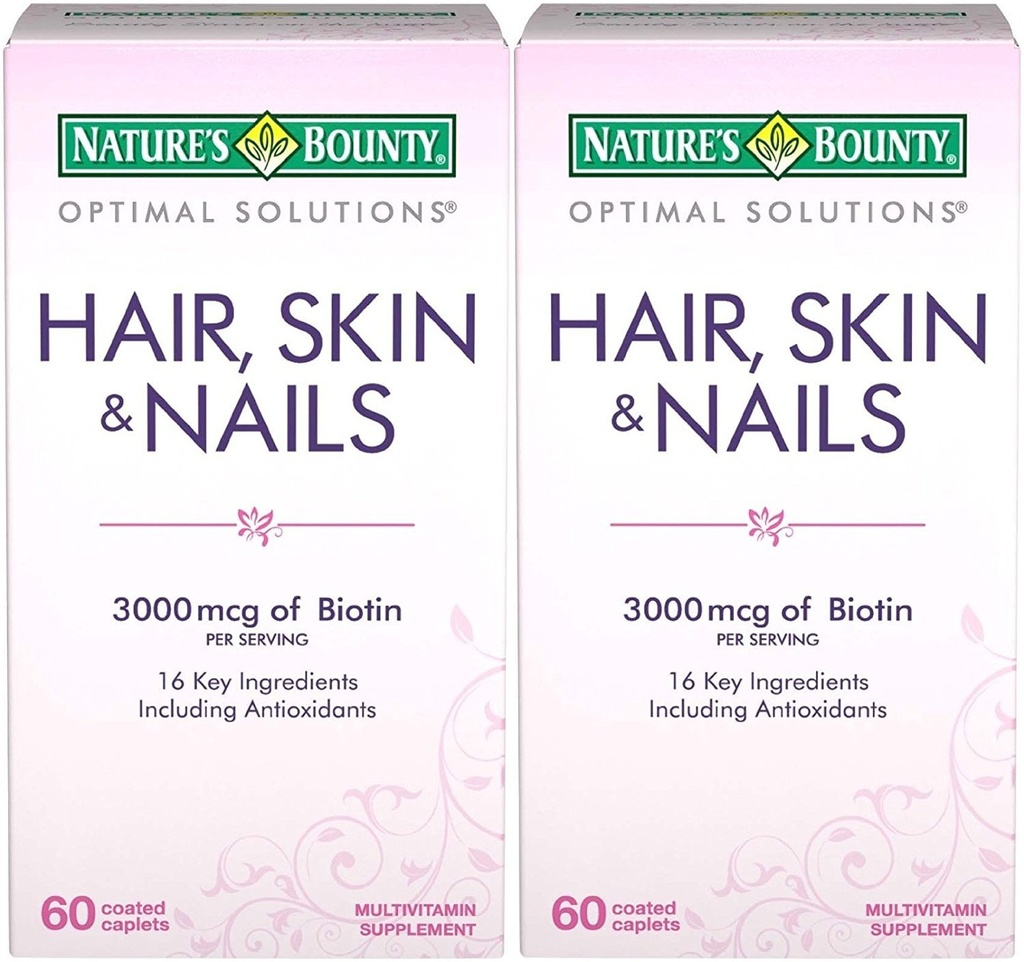 Soluzioni ottimali per capelli, pelle e unghie della natura Formula, 120 Capelli rivestiti (2 X 60 Conte)