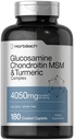 Horbäach Glucosamine Chondroitin MSM | 4050 mg | 180 Caplets | con Turmeric | Formula Triple Strength | Non OGM & Gluten