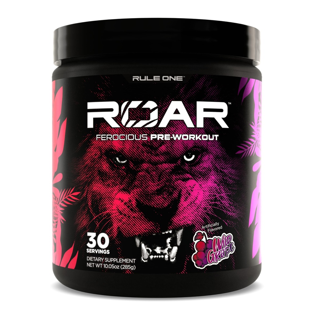 Regola 1 R1 Roar - Polvere pre-allenamento con Creatina, Beta-Alanina, Citrullina, Elettroliti e Caffeina (30 Serve, Uva Selvatica)