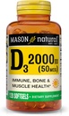 MASON Vitamina NATURAL D3 2.000 IU Ultra Forza, Supporta Densità Bone, Forza & Salute Immune, 120 Softgels