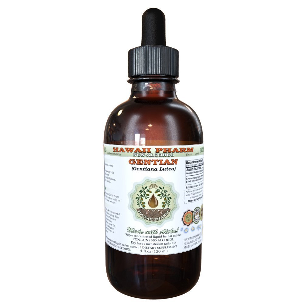 Estratto di liquido privo di alcool Genziano biologico (Gentiana Lutea) Dried Root Glycerite Hawaii Pharm Natural Herbal Supplement 2 oz