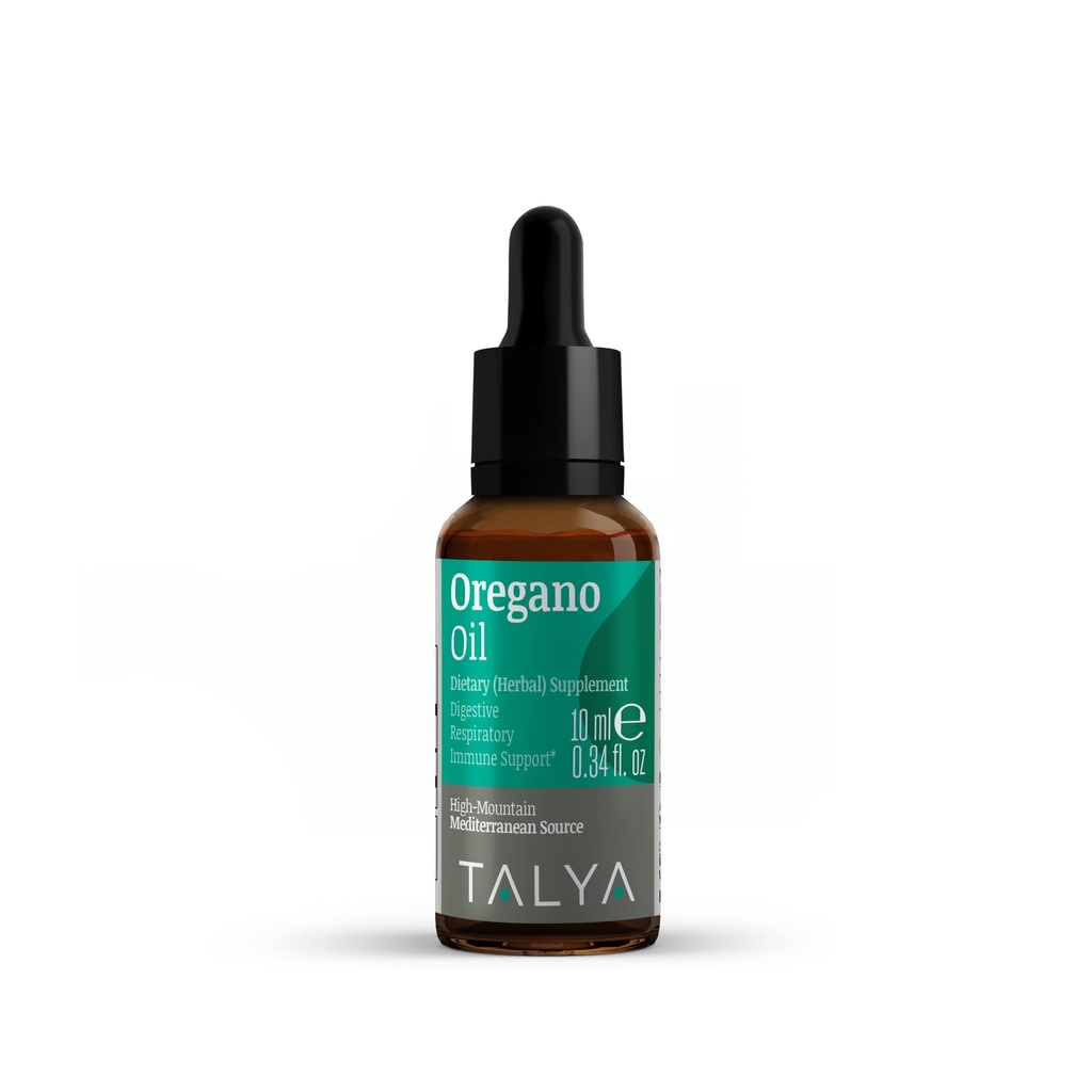 TALYA Oregano Olio 0.34 fl.oz | Olio di origano Liquido | Sostegno immunitario, Alto Carvacrol, Salute digestiva | Non OGM | Vegan | Mediterraneo Oregano