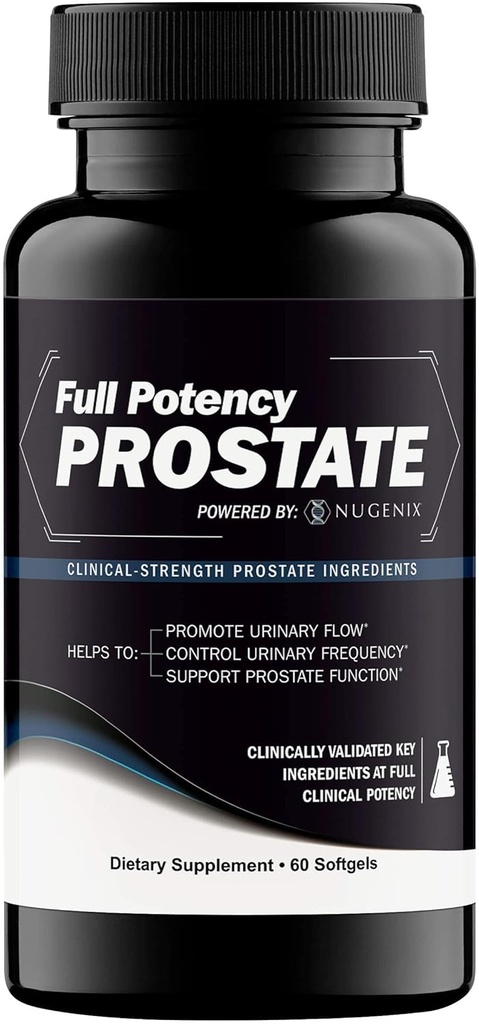 Nugenix Full Potency Prostate - Integratore di supporto alla prostata per la salute degli uomini, Clinical-Strength, Saw Palmetto, Aumenta il flusso urinario e la frequenza, e Supporta la funzione della prostata, 60 capsule