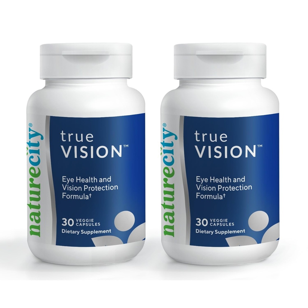 NatureCity True-Vision Eye Health Supplement - Lutein a base vegetale e Zeaxanthin con alta potenza Zafferano 20mg - Blue Light Protection, Support Central and Night Vision (60 capsule vegetali)