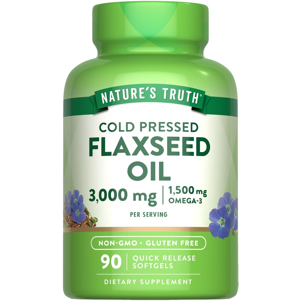 Verità della natura Flaxseed Oil Softgels | 90 Count | Cold Pressed, Non-GMO & Gluten Supplemento gratuito