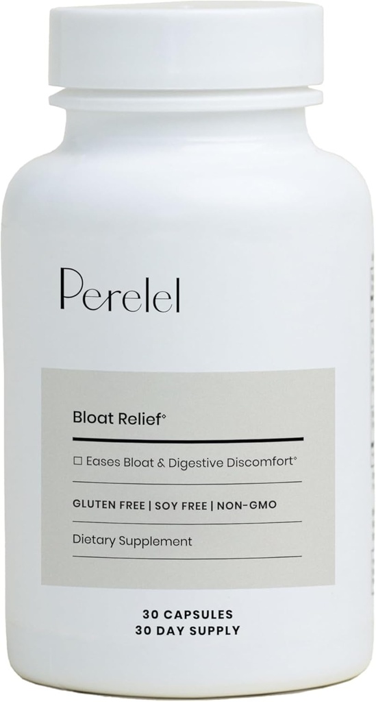 Perelel Digestive Health Supplement con Ginger Organico, Balm Limone, & Fennel, per sostenere la salute e il comfort digestivo Gut, supplemento botanico per le donne e gli uomini, soia, latticini & Gluten Free, 30 pillole