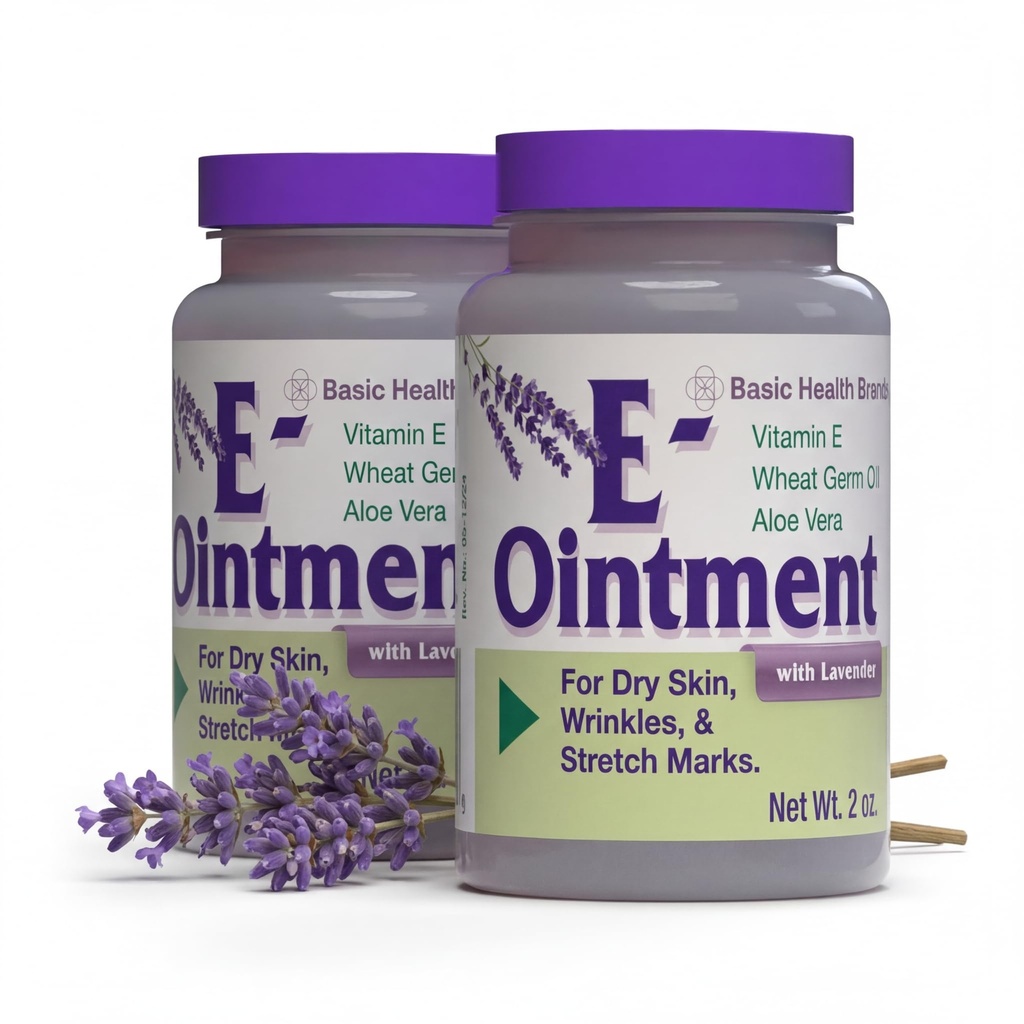 Brand di base - Vitamina E Unguento con Lavanda - 2oz - Miglioramento dell'umidità - 2-Pack