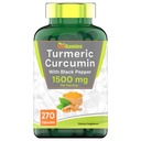 tnvitamins Turmeric Curcumin capsule con pepe nero | 1500 MG - 270 capsule | Bulk Size - 3 mesi di alimentazione! | Golden Turmeric Curcumin Supplemento con pepe nero | Non-GMO | Prodotto negli Stati Uniti