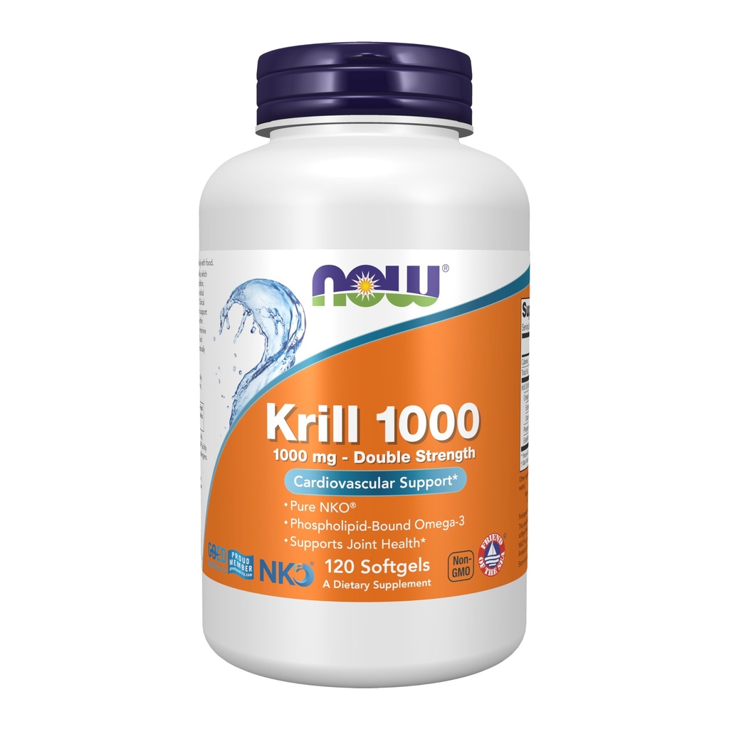 NOW integratori alimentari, Nettuno Krill, doppia resistenza 1000 mg, Phospholipid-Bound Omega-3, 120 Softgels
