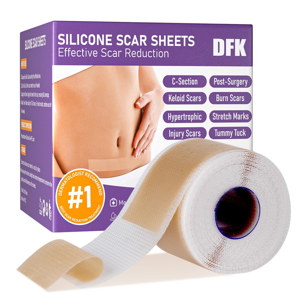 Fogli per cicatrici in silicone, Nastro per cicatrici in silicone(1.6"x 79" Roll-2M), Strisce in silicone professionali riutilizzabili, Fogli per cicatrici in silicone morbido per cicatrici chirurgiche,Keloid,Acne Scarpa,C-Sezione
