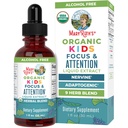 MaryRuth Organics Kids Brain Supplements for Memory and Focus, USDA Organic Drops with Ginkgo Biloba, Rhodiola Root & Licorice Root, Focus & Attenzione, Calm, Vegan, Non-GMO, Gluten Free, 30 Servings