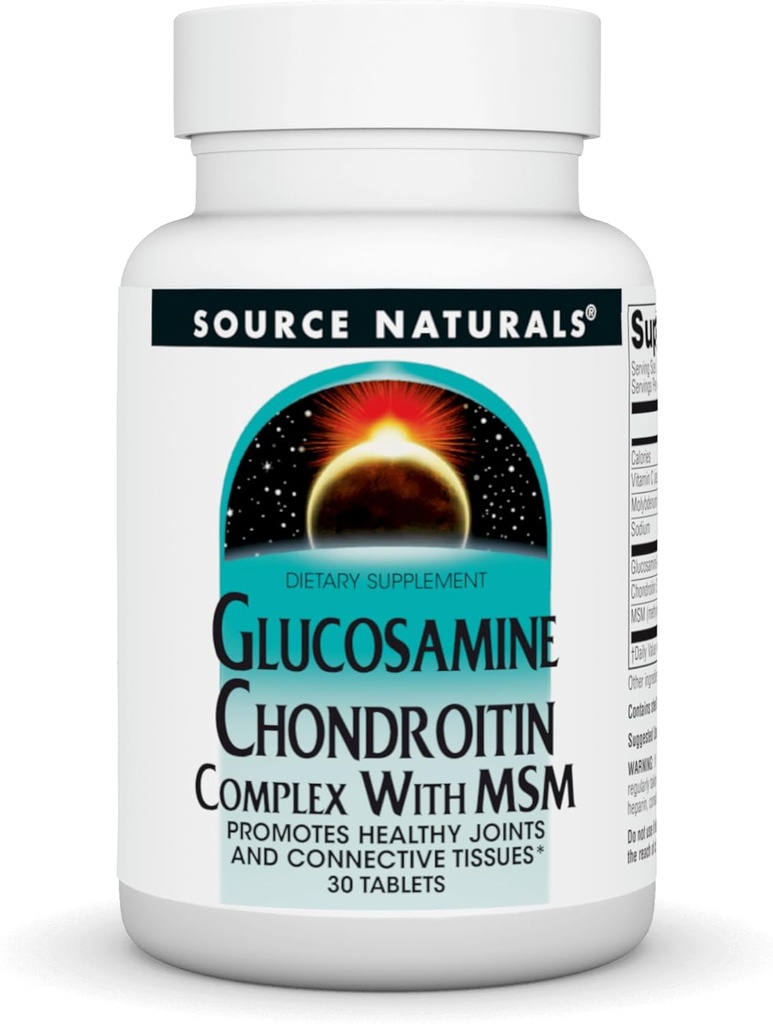 Fonte Naturals Glucosamine Chondroitin Complex con MSM, promuove Giunti sani e tessuti connettivi* - 30 compresse