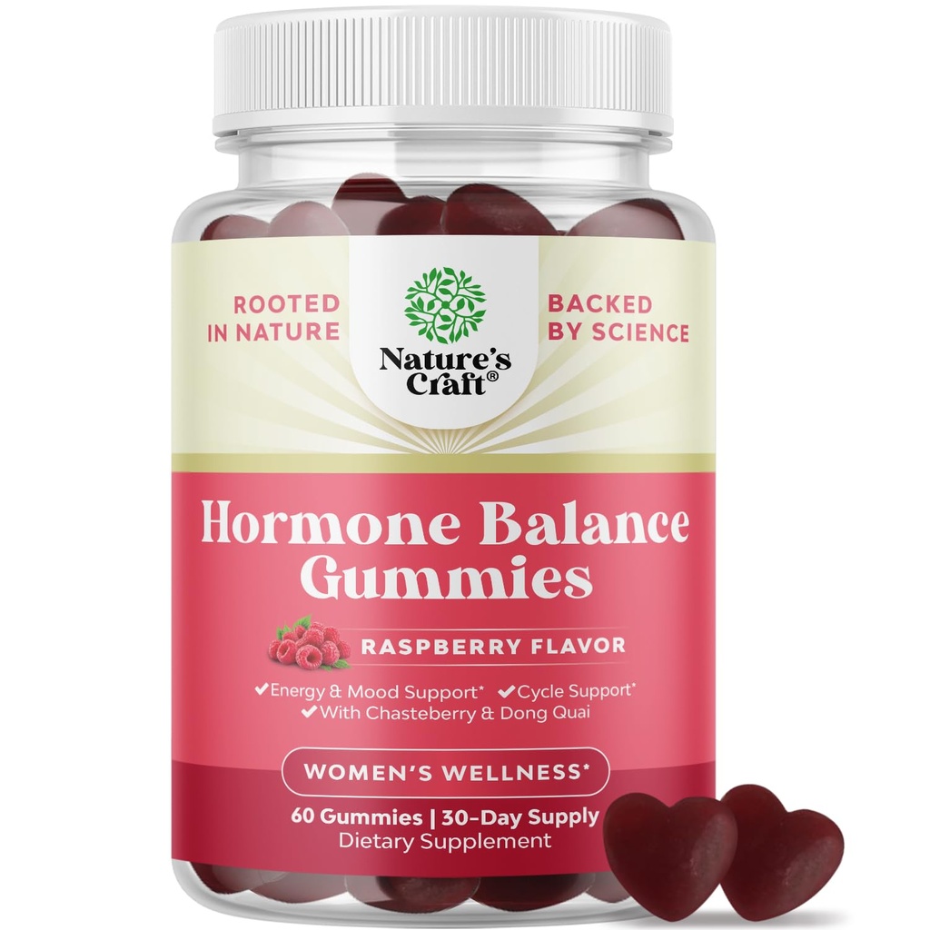 Equilibrio dell'ormone per le donne Gummies di tutte le età - Supplemento di supporto del PMS per le donne per regolare il ciclo mestruale e l'equilibrio ormonale Menopause & mood Swings con vitamina B6 & Dong Quai - 60 Chews
