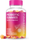 Gummie Probiotici di Cicogna Rosa per Donne Prenatali e Postnali - Probiotici per Digestione, Mattina Malattia, pH Balance, Salute Gut, Supporto Immune - 60 Probiotici Senza Zucchero - 5 miliardi di CFU