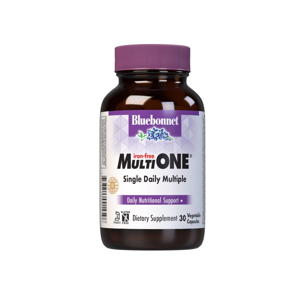 Bluebonnet Nutrition Multi ONE (senza ferro), Supporto nutrizionale giornaliero*, Certificato Kosher, Senza glutine, senza latticini, Per vegetariani, 30 capsule vegetali, 30 porzioni