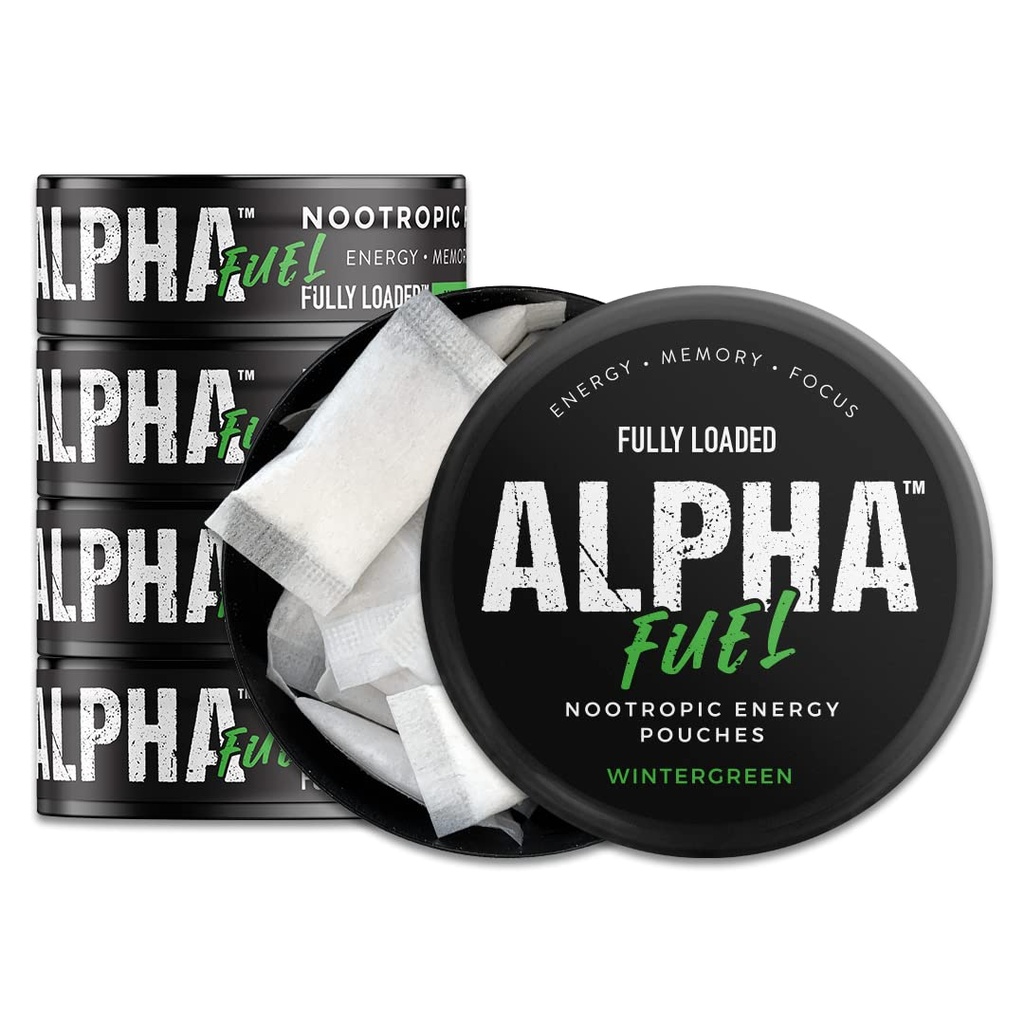 Fully Loaded Alpha Fuel Nootropic Pouches (Wintergreen Fuel) - Nootropic Energy Pouches with Caffeine, Alpha GPC, Tyrosine, Taurine, Guarana e altro ancora
