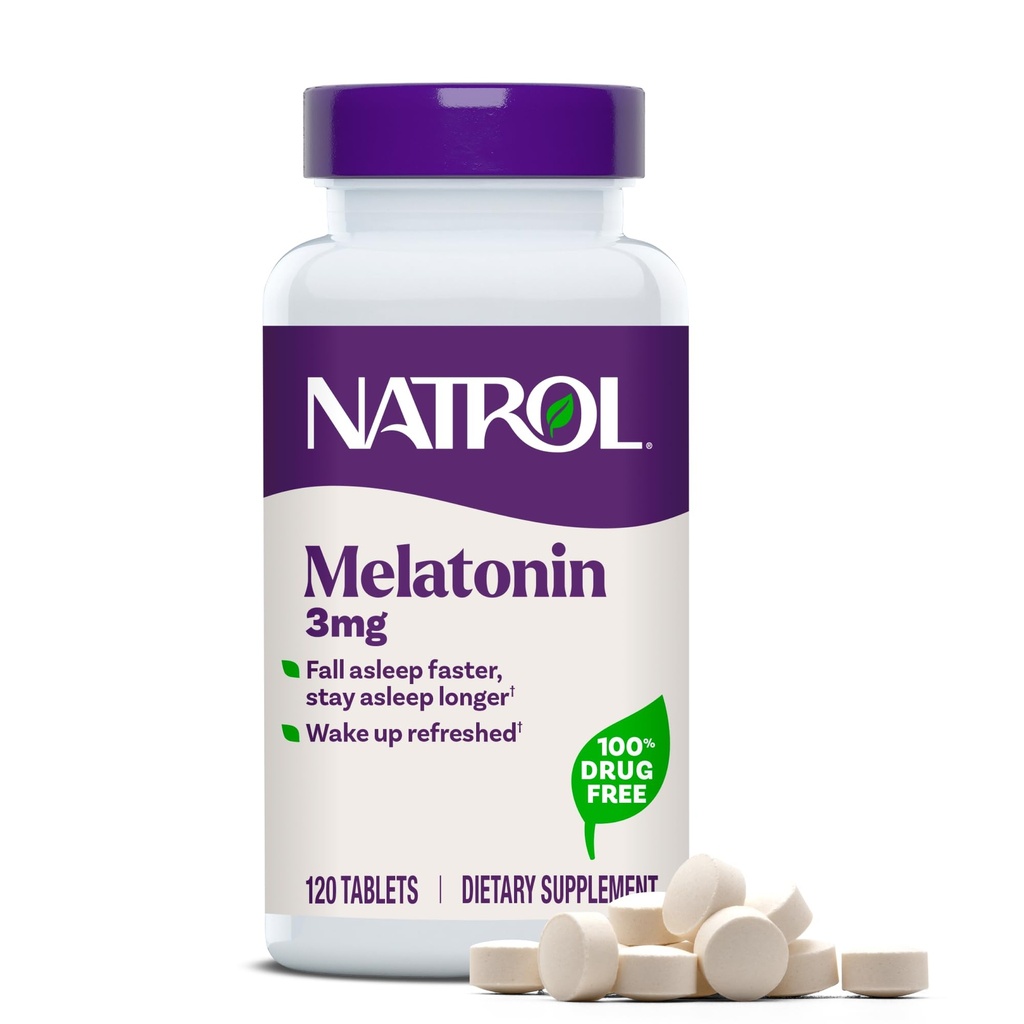 Natrol Melatonin 3 mg, supplemento dietetico per il sonno riposante, integratori di sonno per gli adulti, 120 compresse di melatonina, 120 giorni di alimentazione