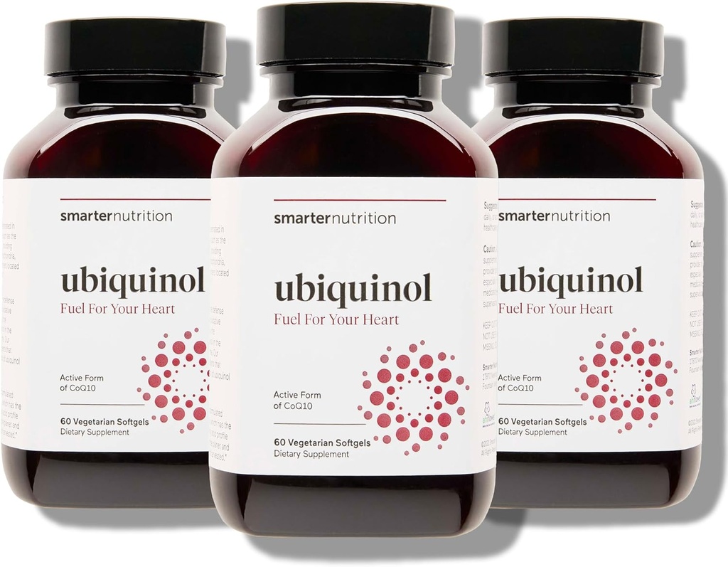 SMARTERNUTRITION Ubiquinol 100mg + Natural Plant-Based Complete Omega 3 6 9 - Clinically Studied Ahiflower® Oil - Ultra Absorption CoQ10 per il supporto cardiaco - Non-GMO - 180 Softgels[90-Day Supply]
