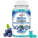Gummie di ferro - con Calcio, Zinco, Folato e Vitamina B12, C, B6 per adulti e bambini - Sangue Builder & Energy Support per la carenza di ferro, Anemia, Vegan - Blueberry Flavor, 60 Gummies