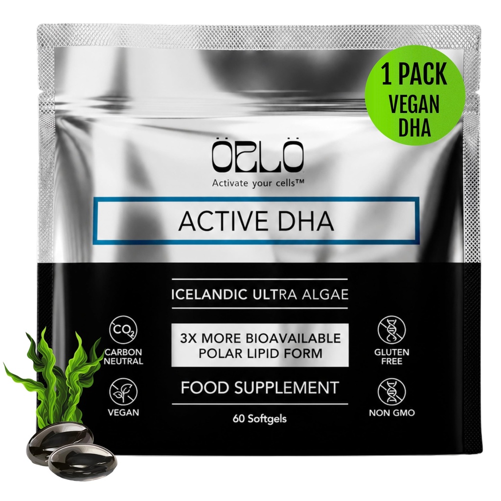 Orlo DHA – Integratore DHA Vegan (EPA & DHA) – Omega 3 Fish Oil & Krill Alternative – Olio di alghe Omega-3 piantato – Brain & Heart Support (60 Mini Burpless Softgels)
