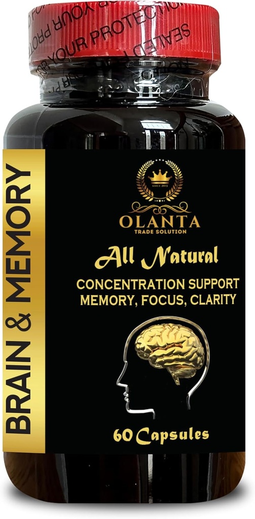 Integratori di memoria del cervello - Concentrazione di aumento di memoria e Clarity, Supplemento di memoria per gli anziani del cervello, supplemento di messa a fuoco, miglioramento neuro - 1 bottiglia 60 capsule