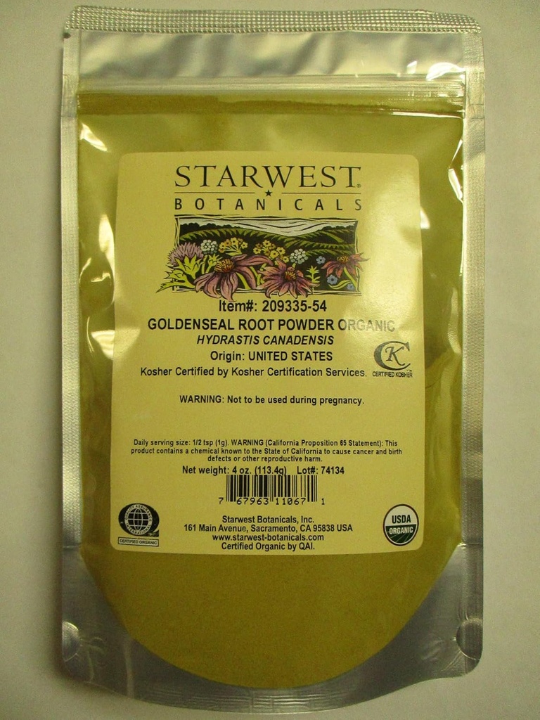 Polvere di radice dorata organica degli botanici di Starwest, 4 once