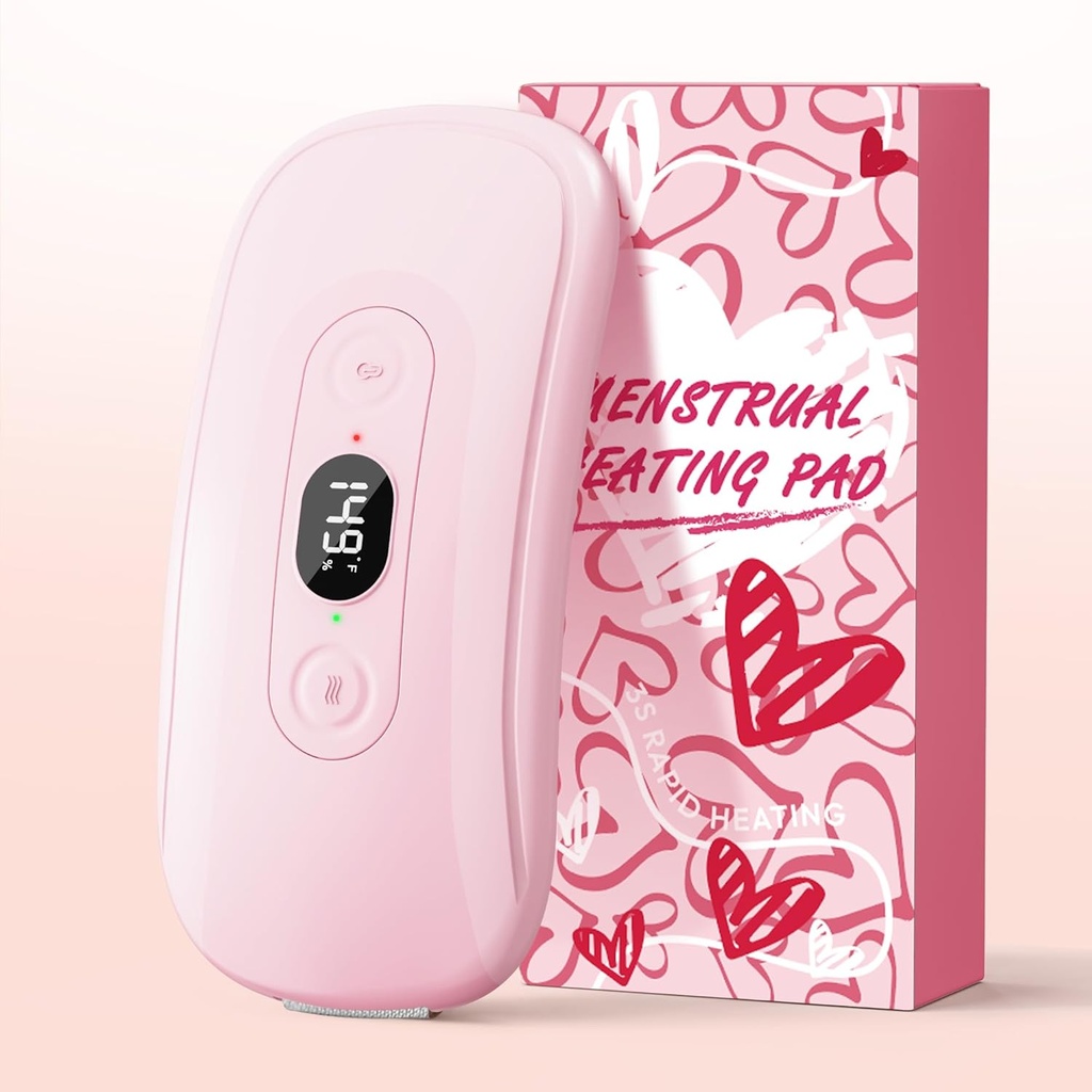 Portable Heating Pad Period Cramps: 2 Timer 6 Heat Levels 6 Vibration Modes Cordless Electric Heating Pad for Back Pain Relief Menstrual Heating Pad (Light Pink)
