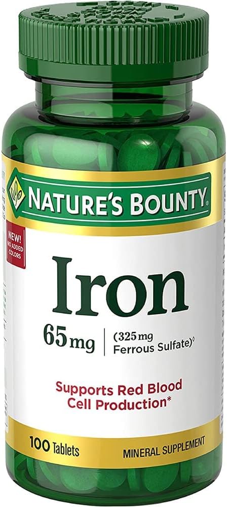 Bounty I.Ron 65mg, 325 mg Ferrous Sulfate - Supporto per l'energia cellulare - 65mg - 100 compresse,..