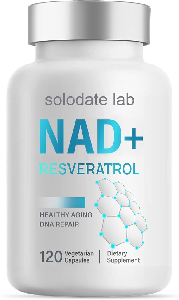 solodate lab NAD+ Supplemento 1000mg, True NAD+ & Resveratrol, 120 Caps