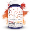 Nootropics Depot Caffeine e L-Theanine Capsule | 60 pillole | Contiene 100 mg di caffeina e 200 mg di L-Theanine | Integratore Naturale | Energy Booster | Focus Mental + Alertness | Caffè alternativa